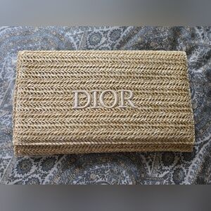 Dior Raffia Pouch Makeup Bag